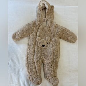 Cozy Tan Bear Baby Pramsuit onesie